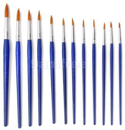 Face Paint Brushes Fine Long Pk 12 Asst